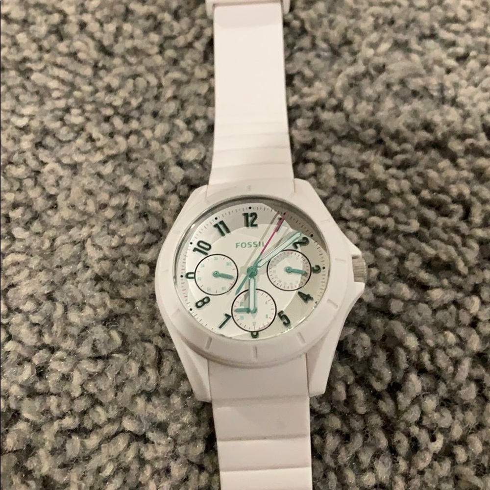 White Fossil Watch